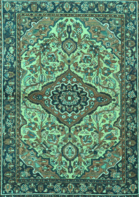 Medallion Turquoise Traditional Rug, tr4725turq