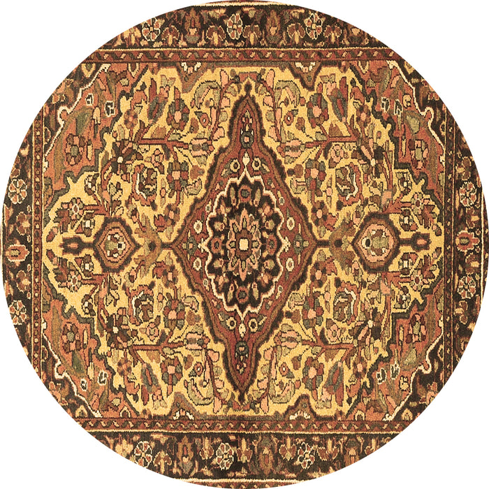Round Machine Washable Medallion Brown Traditional Rug, wshtr4725brn