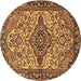 Round Machine Washable Medallion Brown Traditional Rug, wshtr4725brn