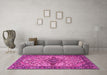 Machine Washable Medallion Pink Traditional Rug in a Living Room, wshtr4725pnk