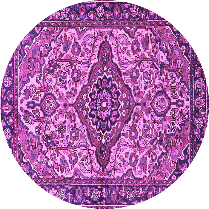 Round Medallion Purple Traditional Rug, tr4725pur