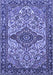 Machine Washable Medallion Blue Traditional Rug, wshtr4725blu