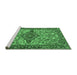 Sideview of Machine Washable Medallion Emerald Green Traditional Area Rugs, wshtr4725emgrn