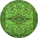 Machine Washable Medallion Green Traditional Area Rugs, wshtr4725grn