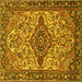 Square Machine Washable Medallion Yellow Traditional Rug, wshtr4725yw