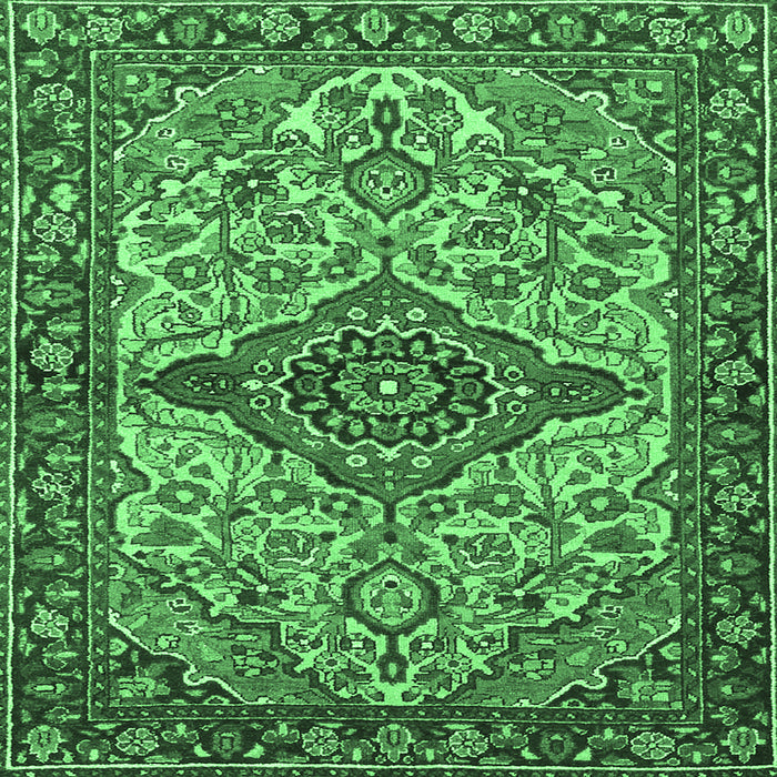 Square Machine Washable Medallion Emerald Green Traditional Area Rugs, wshtr4725emgrn