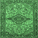 Square Machine Washable Medallion Emerald Green Traditional Area Rugs, wshtr4725emgrn