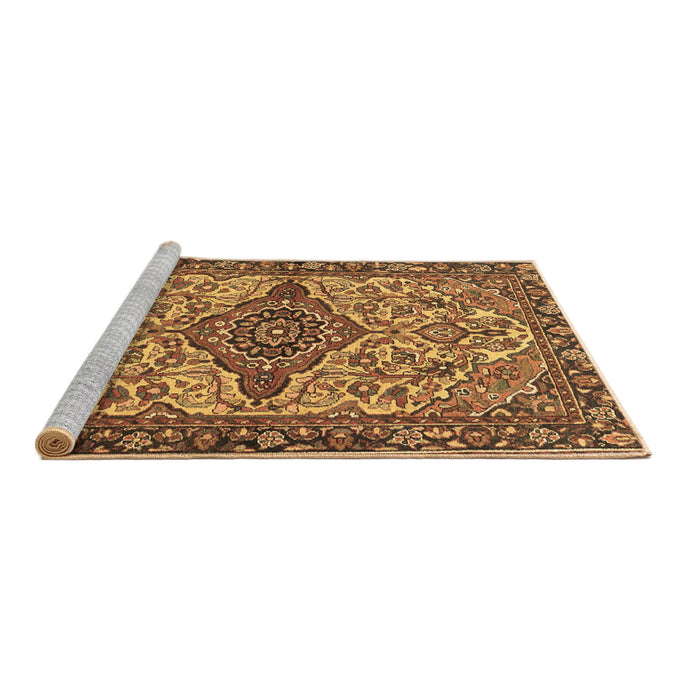 Sideview of Machine Washable Medallion Brown Traditional Rug, wshtr4725brn