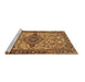 Sideview of Machine Washable Medallion Brown Traditional Rug, wshtr4725brn