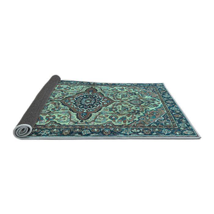 Sideview of Medallion Light Blue Traditional Rug, tr4725lblu