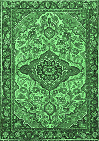 Medallion Emerald Green Traditional Rug, tr4725emgrn