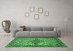 Machine Washable Medallion Emerald Green Traditional Area Rugs in a Living Room,, wshtr4725emgrn