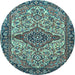 Round Medallion Light Blue Traditional Rug, tr4725lblu