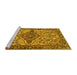 Sideview of Machine Washable Medallion Yellow Traditional Rug, wshtr4725yw