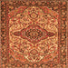 Round Machine Washable Medallion Orange Traditional Area Rugs, wshtr4725org