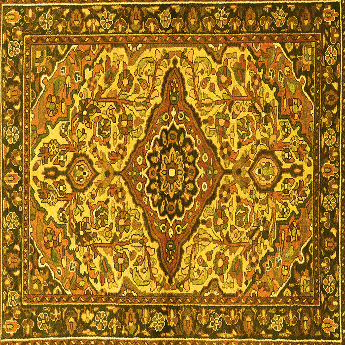 Square Medallion Yellow Traditional Rug, tr4725yw