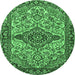 Round Medallion Emerald Green Traditional Rug, tr4725emgrn