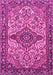 Machine Washable Medallion Pink Traditional Rug, wshtr4725pnk