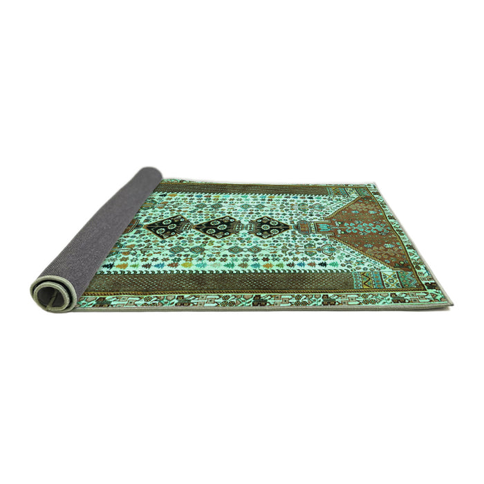 Sideview of Persian Turquoise Traditional Rug, tr4726turq