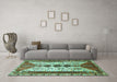 Machine Washable Persian Turquoise Traditional Area Rugs in a Living Room,, wshtr4726turq