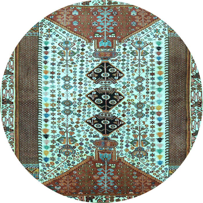 Round Machine Washable Persian Light Blue Traditional Rug, wshtr4726lblu