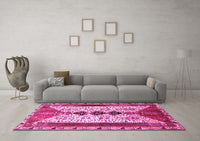 Machine Washable Persian Pink Traditional Rug, wshtr4726pnk