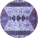 Round Persian Blue Traditional Rug, tr4726blu