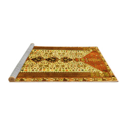 Sideview of Machine Washable Persian Yellow Traditional Rug, wshtr4726yw