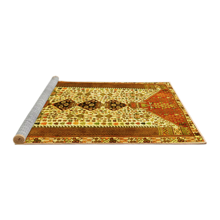 Sideview of Machine Washable Persian Yellow Traditional Rug, wshtr4726yw