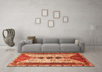 Machine Washable Persian Orange Traditional Rug, wshtr4726org