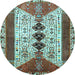 Round Persian Light Blue Traditional Rug, tr4726lblu