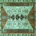 Square Persian Turquoise Traditional Rug, tr4726turq