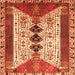 Round Machine Washable Persian Orange Traditional Area Rugs, wshtr4726org