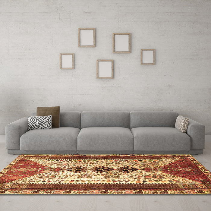 Machine Washable Persian Brown Traditional Rug in a Living Room,, wshtr4726brn