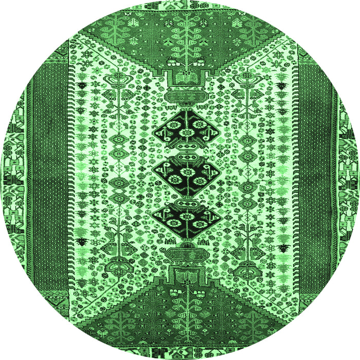 Round Persian Emerald Green Traditional Rug, tr4726emgrn