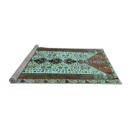 Sideview of Machine Washable Persian Light Blue Traditional Rug, wshtr4726lblu
