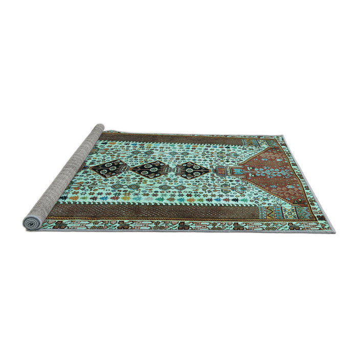 Sideview of Machine Washable Persian Light Blue Traditional Rug, wshtr4726lblu