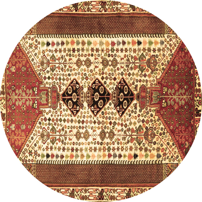 Round Persian Brown Traditional Rug, tr4726brn