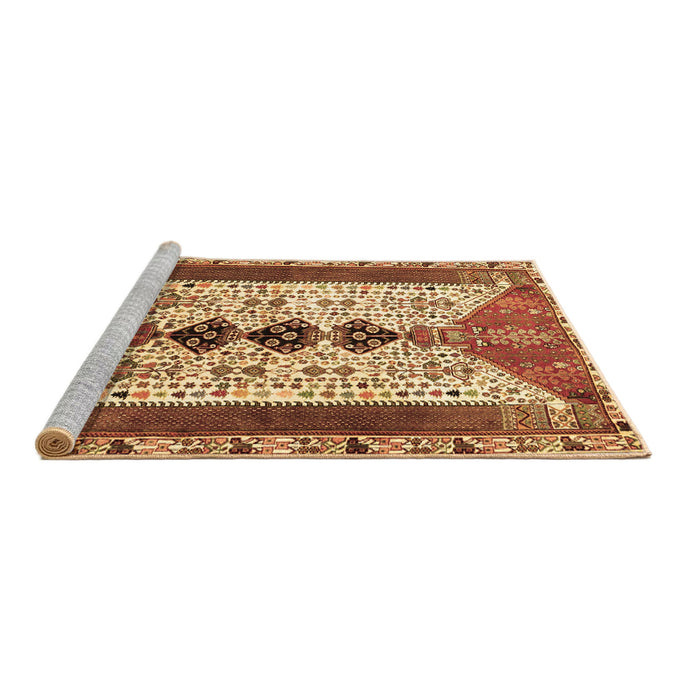 Sideview of Machine Washable Persian Brown Traditional Rug, wshtr4726brn