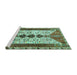 Sideview of Machine Washable Persian Turquoise Traditional Area Rugs, wshtr4726turq