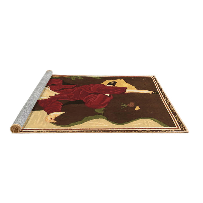 Sideview of Machine Washable Persian Brown Traditional Rug, wshtr4727brn