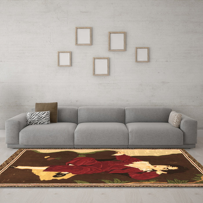 Machine Washable Persian Brown Traditional Rug in a Living Room,, wshtr4727brn