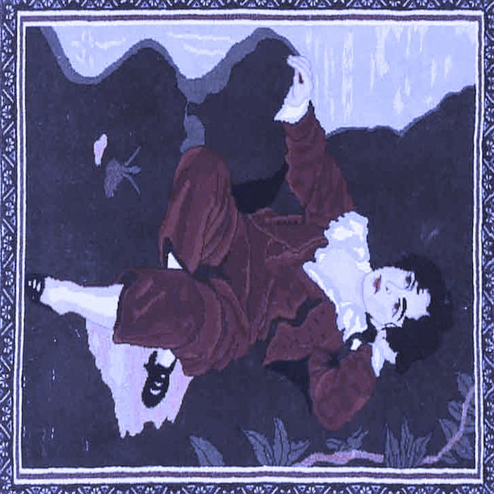 Square Persian Blue Traditional Rug, tr4727blu