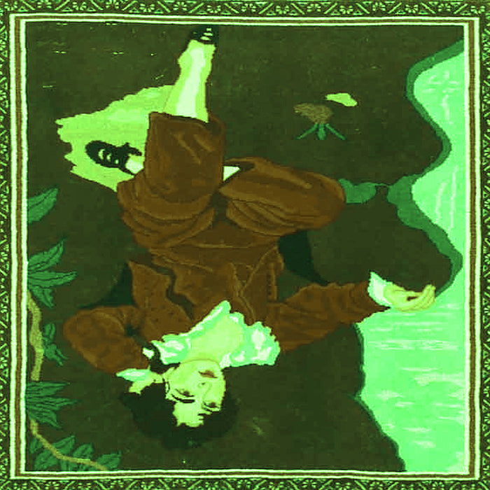 Round Machine Washable Persian Green Traditional Area Rugs, wshtr4727grn