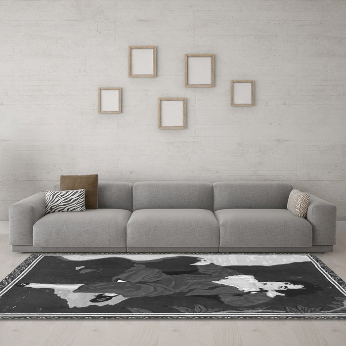 Machine Washable Persian Gray Traditional Rug in a Living Room,, wshtr4727gry