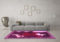 Machine Washable Persian Pink Traditional Rug, wshtr4727pnk