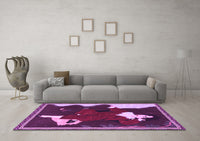 Machine Washable Persian Purple Traditional Rug, wshtr4727pur