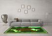 Machine Washable Persian Green Traditional Area Rugs in a Living Room,, wshtr4727grn