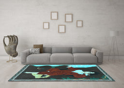 Machine Washable Persian Light Blue Traditional Rug in a Living Room, wshtr4727lblu