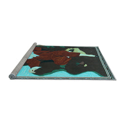 Sideview of Machine Washable Persian Light Blue Traditional Rug, wshtr4727lblu